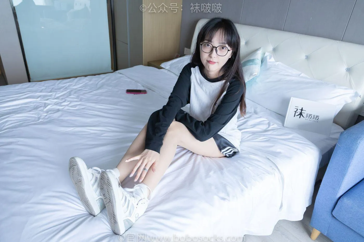 [BoBoSocks袜啵啵]NO.015 稚予-阿迪板鞋、白色短棉袜、肉丝 [135P]插图1